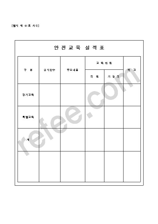 안전교육실적표