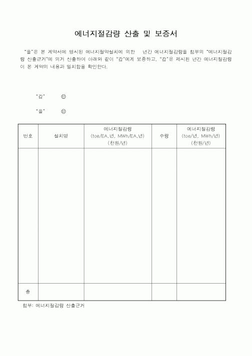 (산업지원부)에너지절감량 산출 및 보증서