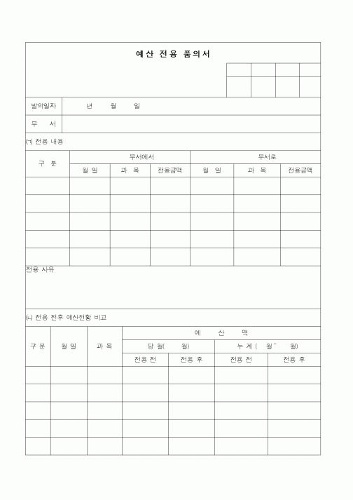 (경리)예산 전용 품의서1