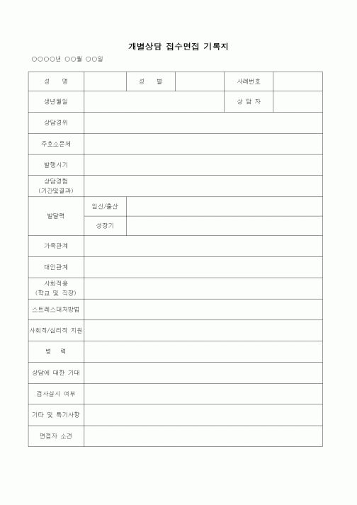 (판매/영업)개별상담 접수면접 기록지