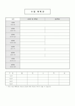 (특수/보육/유치원)수업계획안