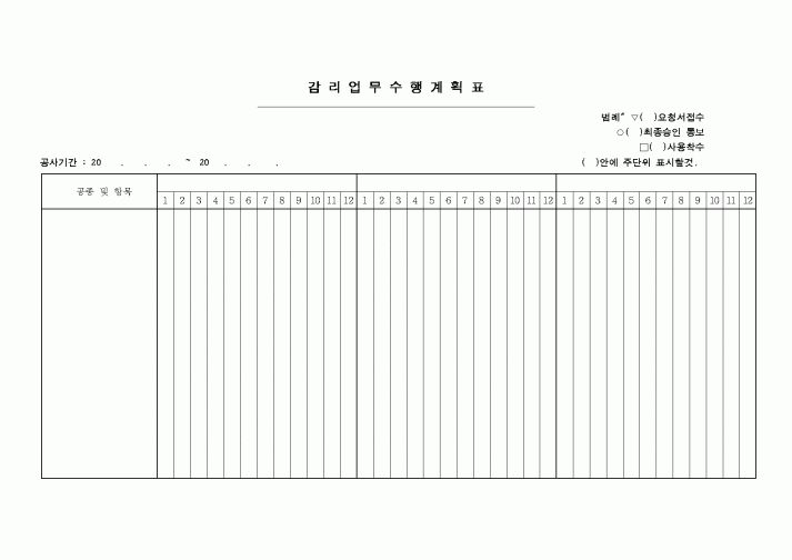 (감리업무)감리업무수행계획표