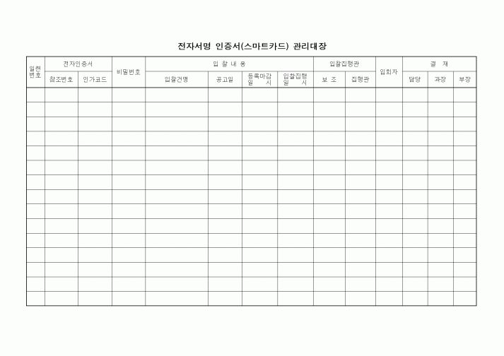 (기타)전자서명 인증서(스마트카드) 관리대장