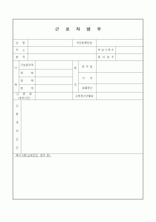 (인사/노무)근로자명부