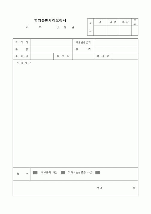 (영업)영업불만처리요청서