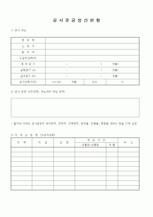 (공사관리)공사준공정산현황