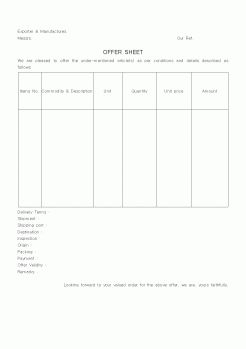 (영어서식)OFFER SHEET