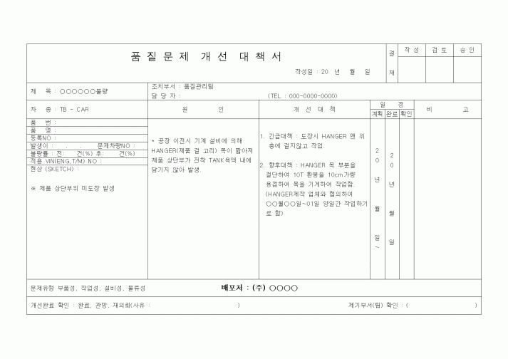 (기타)품질문제 개선 대책서