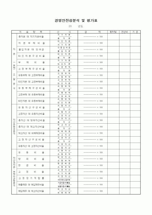 (경영)경영안전성분석 및 평가표5