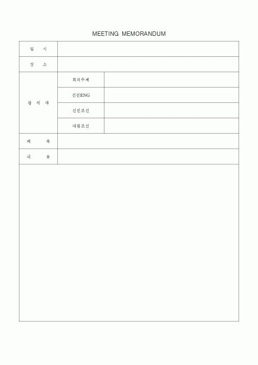 (경영)MEETING MEMORANDUM(회의록)