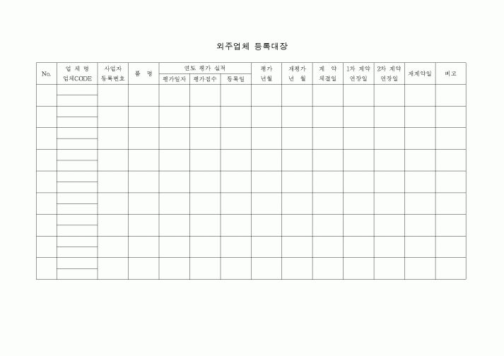 (생산/관리)외주업체 등록대장