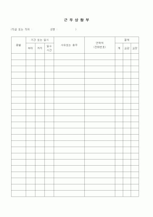 (초등학교)근무상황부