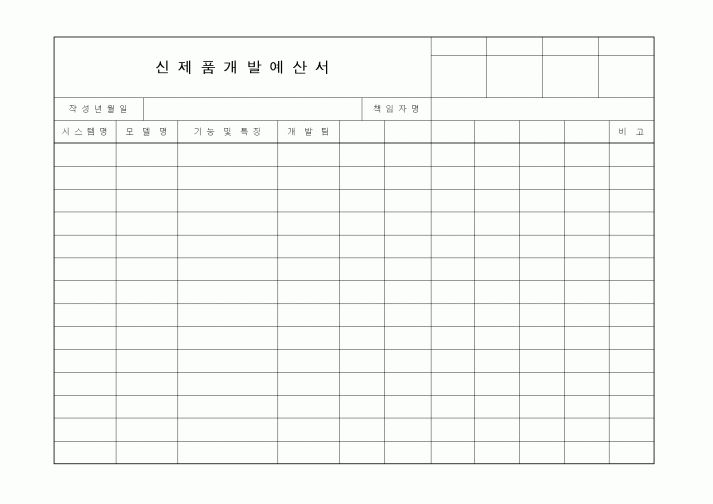 (제조/생산)신제품개발예산서