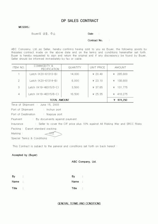 (영어서식)DP SALES CONTRACT