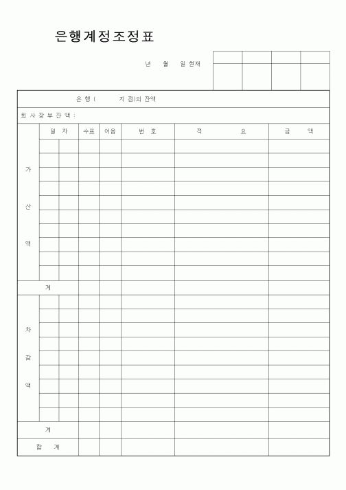 (은행/금융)은행계정조정표(2)