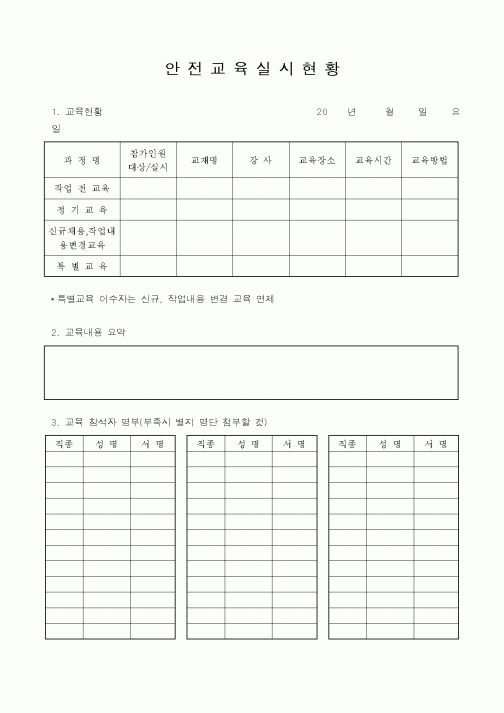 (안전관리)안전교육실시현황