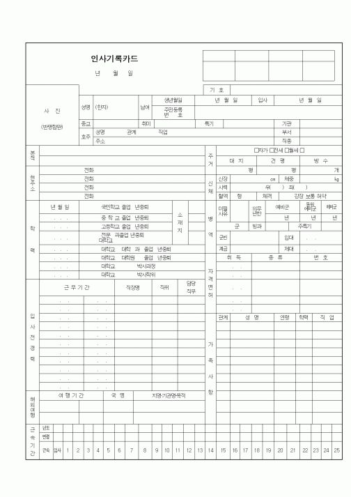 (인사/노무)인사기록카드1