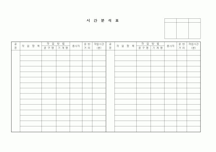 (제조/생산)시간분석표1