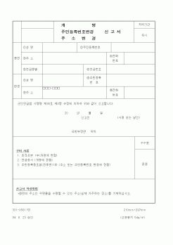 (국방부)주민등록번호변경(개명, 주소변경) 신고서