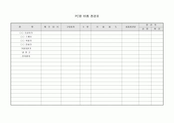 PC방 비품 점검표