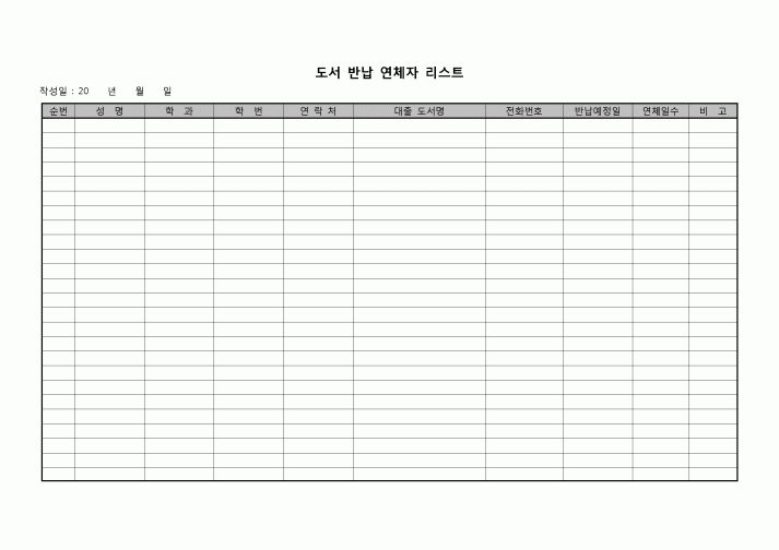 (운영) 도서반납연체자리스트(대학도서관)