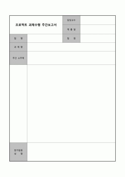 (교수) 프로젝트 과제수행 주간보고서