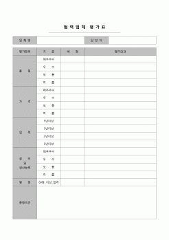 (경영)협력업체 평가표