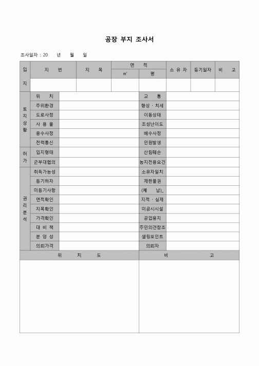 (토지관련)공장 부지 조사서