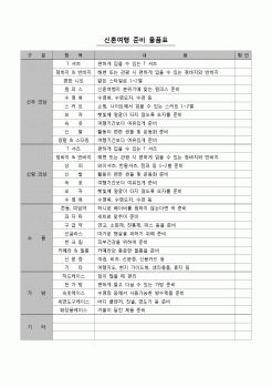 (가정)  신혼여행 준비 물품표