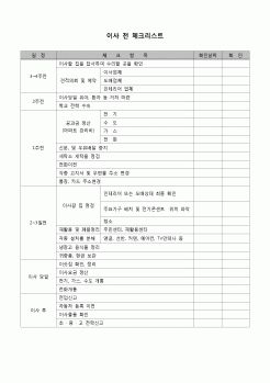 (가정)  이사전 체크리스트(일정별)