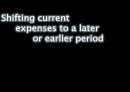 Shifting current expenses to a later or earlier period - 비용의자산화,회계정책변경,감가상각기간설정,평가절하,감가상각으로가치하락,자산충당금절감.PPT자료 1페이지
