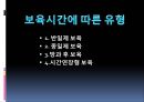 영유아 보육 시간에 따른 유형(반일제 보육, 종일제보육, 방과후보육, 시간연장형보육).PPT자료 2페이지