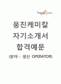 [웅진케미칼-생산operator자기소개서]웅진케미칼자소서+[면접기출문제]_웅진케미칼공채자기소개서_웅진케미칼채용자소서_웅진케미칼합격자기소개서 1페이지