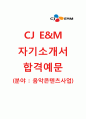 [CJE&M-음악콘텐츠사업 합격 자기소개서] CJE&M 자소서+면접족보_CJE&M공채자기소개서_CJE&M채용자소서_CJ이앤엠자기소개서_CJ이엔엠자소서 1페이지