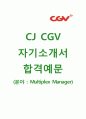 [CJCGV-멀티플렉스매니저 합격 자기소개서] CJCGV자소서+면접족보_CJCGV공채자기소개서_CGV채용자소서_CGV자기소개서 1페이지