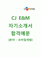 [CJE&M-모바일개발 합격 자기소개서] CJ E&M 자소서와 면접기출문제_CJE&M공채자기소개서_CJE&M채용자소서_CJ이앤엠자기소개서 1페이지
