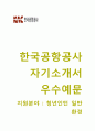 한국공항공사 청년인턴 (일반환경) 자기소개서 [한국공항공사 자소서 + 면접기출문제] 한국공항공사 자기소개서자소서 이력서 1페이지