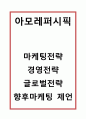 아모레퍼시픽 성공비결과 SWOT분석및 아모레퍼시픽 마케팅,경영전략,글로벌전략사례및 아모레퍼시픽 향후마케팅전략 제언 1페이지