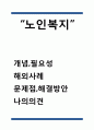 노인복지 개념과 필요성/노인복지 해외사례/현 노인복지 정책 문제점과 해결방안,느낀점 1페이지