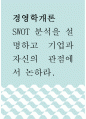 경영학개론 ) SWOT 분석을 설명하고 기업과 자신의 관점에서 논하라 1페이지