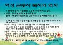 여성 근로자 복지(여성의 노동시장 참여 역사, 직종, 임금, 승진, 휴가및보육, 성희롱, 근무여건)파워포인트 PPT 3페이지