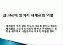 세계관의 기능, 특징, 삶에 있어서의 세계관의 역할, 성경과 세계관의 관계, 창조의 발전, 타락의 의미, 구조와 방향 총체적 조사분석 6페이지