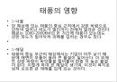 [태풍]태풍이란(태풍의 정의, 태풍의 특징, 태풍의 명칭, 태풍의 구조, 태풍의 발생조건, 태풍의 구분, 태풍의 이름, 태풍의 강도, 태풍의 진로, 태풍의 일생, 태풍의 영향, 태풍의 대비, 태풍과 지구온난화).PPT자료 12페이지