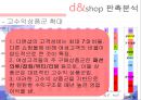 인터넷쇼핑몰 디엔샵(d&shop)기업분석 (위치, 연혁, 규모, 구성, 상품분석, 상권분석, 가격분석, 판촉분석, 장점, 단점).PPT자료 14페이지
