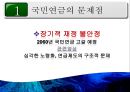 [PPT][국민연금國民年金에 대한 모든 것] 국민연금 개념, 국민연금 목적, 국민연금 목표, 국민연금 특징, 국민연금 운용현황, 국민연금 운용실태, 국민연금 문제점, 국민연금 개선방안 34페이지