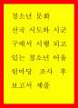 청소년문화 ) 전국 시도와 시군구에서 시행되고 있는 청소년어울림마당 조사후 보고서 1페이지
