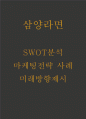 삼양라면 마케팅전략 사례연구와 삼양라면 SWOT분석 및 삼양라면 미래방향제시 1페이지