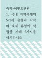 [ 축제이벤트관광 ) 국내 지역축제의 5가지 유형과 각각의 축제 유형에 적절한 사례 2가지를 제시하시오 1페이지