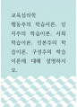 교육학 ) 인지주의 학습이론, 행동주의 학습이론, 사회학습이론, 인본주의 학습이론, 구성주의 학습이론에 대해 설명하시오 1페이지