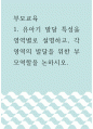 부모교육 ) 유아기 발달 특성을 영역별로 설명하고, 각 영역의 발달을 위한 부모역할을 논하시오 1페이지